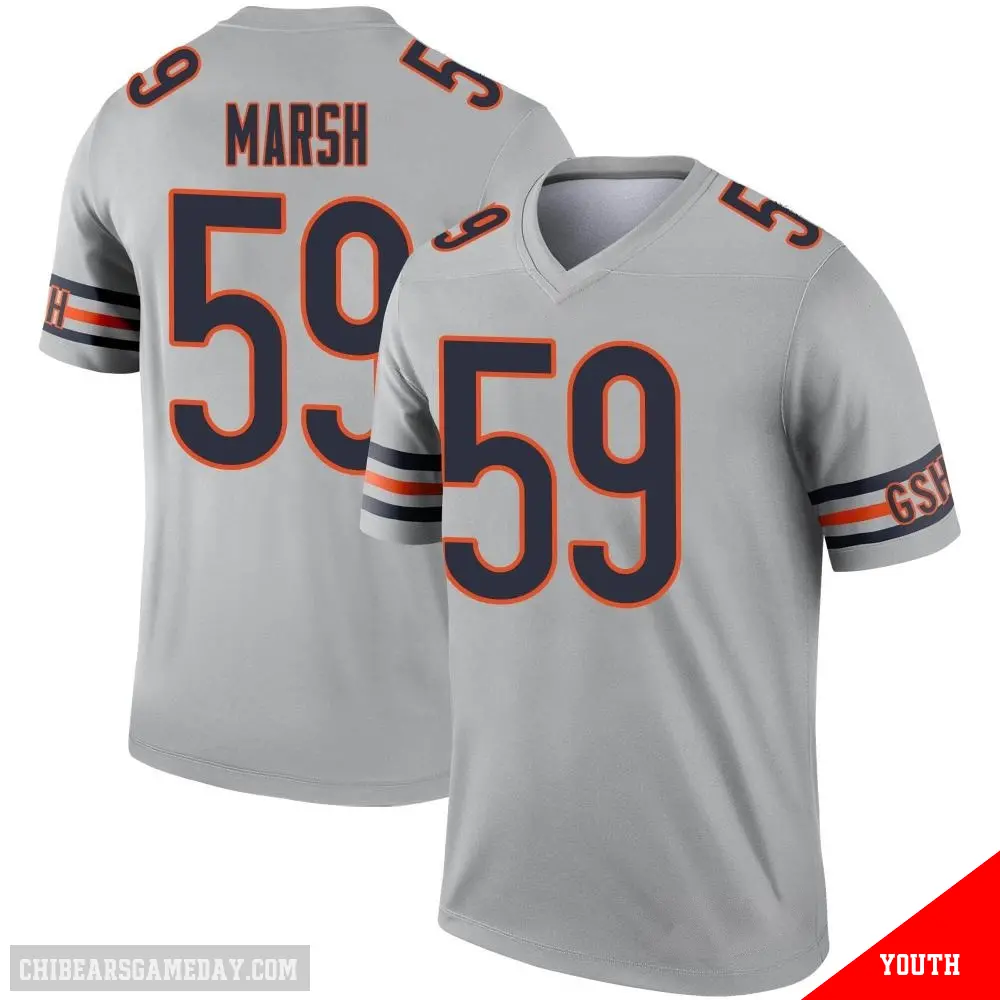 ＃59 Youth Cassius Marsh Legend Chicago Bears Inverted Silver Jersey