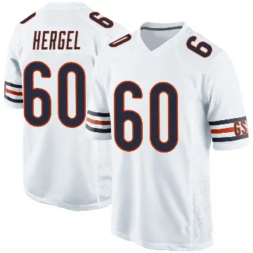 ＃60 Men's Kyle Hergel White Game Chicago Bears Jersey