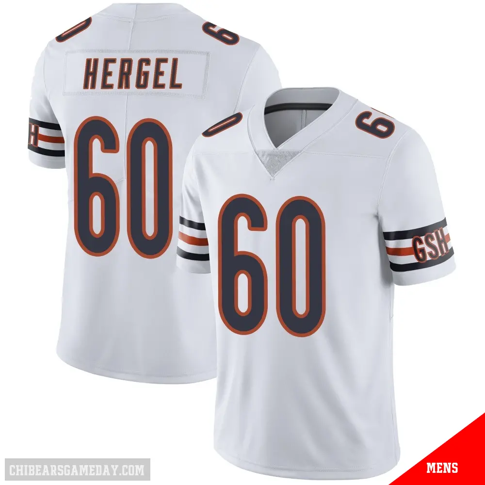＃60 Men's Kyle Hergel White Limited Chicago Bears Vapor Untouchable Jersey