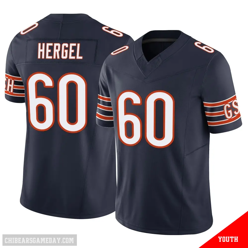 ＃60 Youth Kyle Hergel Navy Limited Chicago Bears Vapor F.U.S.E. Jersey
