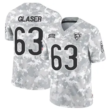 ＃63 Men's Chris Glaser Arctic Camo Limited Chicago Bears 2024 Salute to Service Jersey