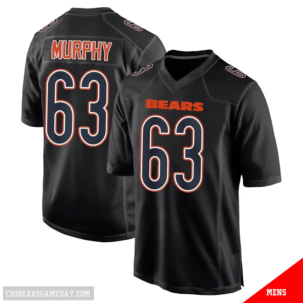 ＃63 Men's Mason Murphy Black Game Chicago Bears Carbon Fashion Jersey