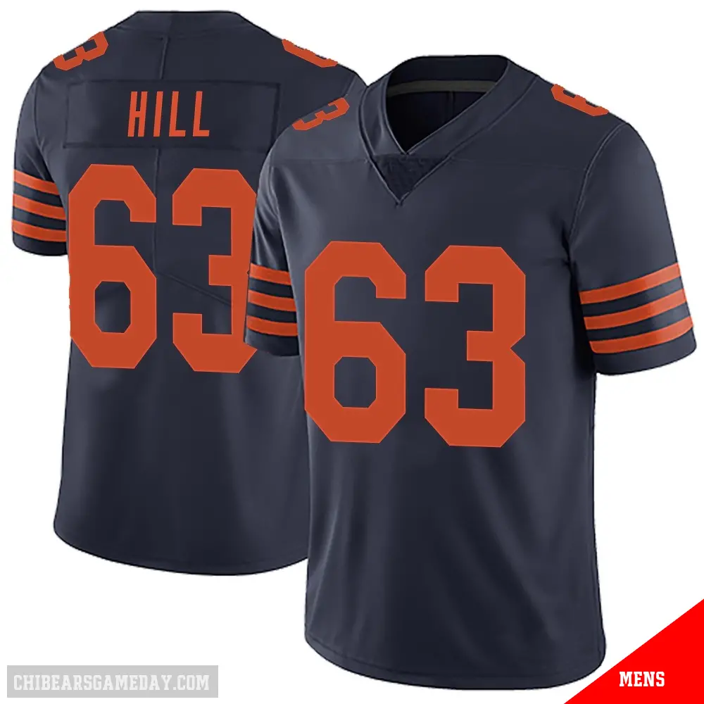 ＃63 Men's Trey Hill Navy Blue Limited Chicago Bears Alternate Vapor Untouchable Jersey