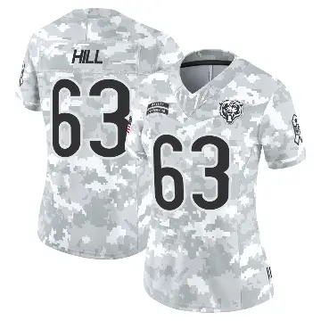 ＃63 Women's Trey Hill Arctic Camo Limited Chicago Bears 2024 Salute to Service Jersey