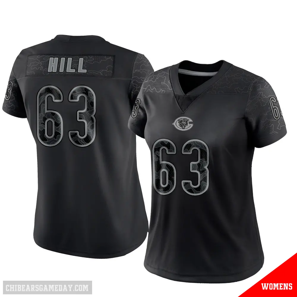 ＃63 Women's Trey Hill Black Limited Chicago Bears Reflective Jersey