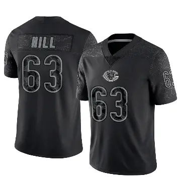 ＃63 Youth Trey Hill Black Limited Chicago Bears Reflective Jersey