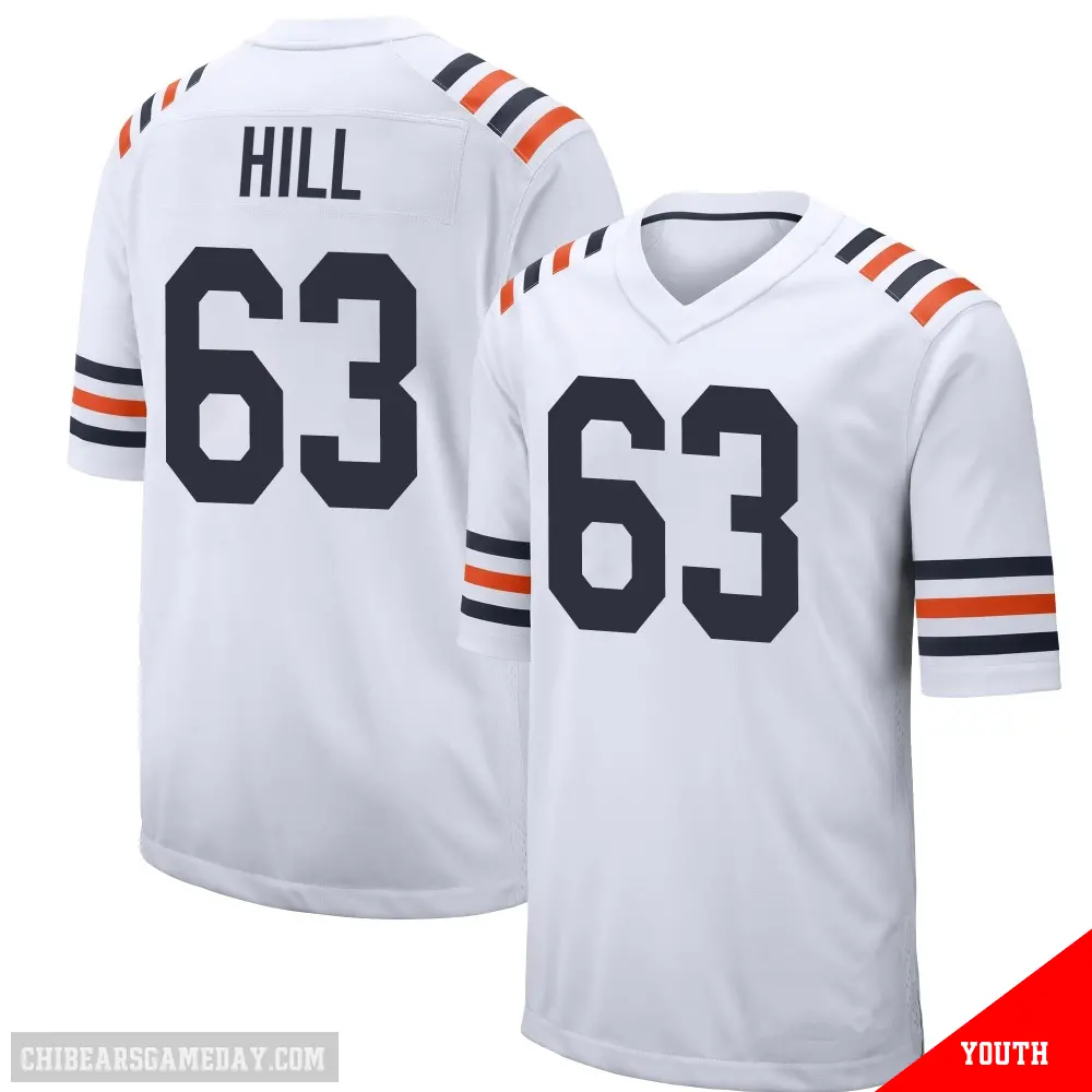 ＃63 Youth Trey Hill White Game Chicago Bears Alternate Classic Jersey