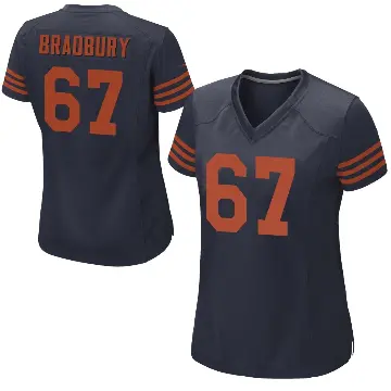 ＃67 Women's Garrett Bradbury Navy Blue Game Chicago Bears Alternate Jersey