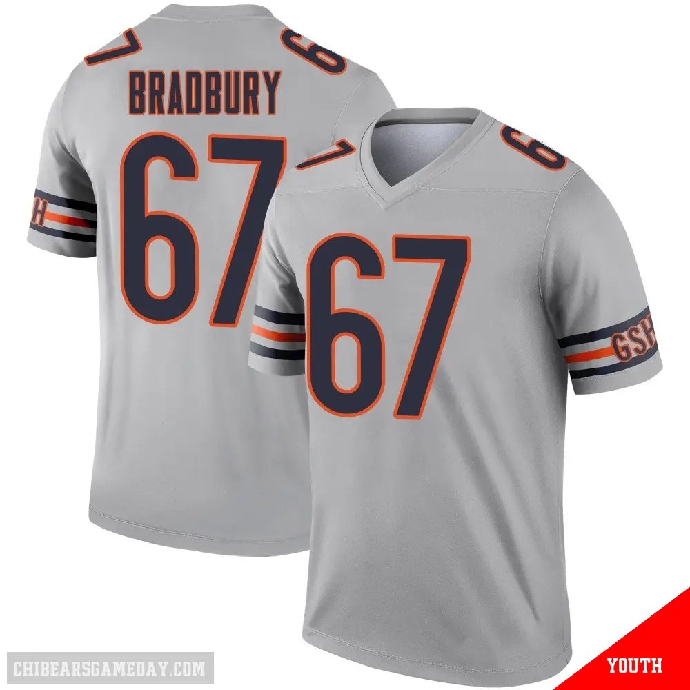 ＃67 Youth Garrett Bradbury Legend Chicago Bears Inverted Silver Jersey