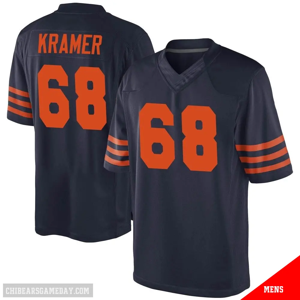 ＃68 Men's Doug Kramer Jr. Navy Blue Game Chicago Bears Alternate Jersey