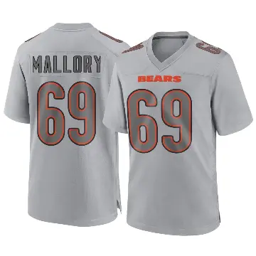 ＃69 Men's Dashaun Mallory Gray Game Chicago Bears Atmosphere Fashion Jersey