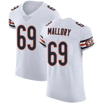 ＃69 Men's Dashaun Mallory White Elite Chicago Bears Vapor Untouchable Jersey