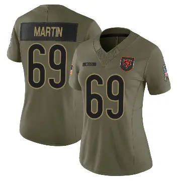＃69 Women's Jeremiah Martin Olive Limited Chicago Bears 2025 Salute to Service Jersey