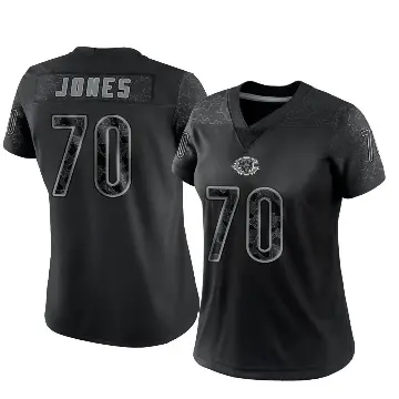 ＃70 Women's Braxton Jones Black Limited Chicago Bears Reflective Jersey