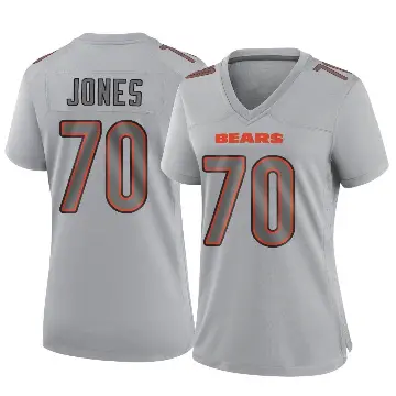 ＃70 Women's Braxton Jones Gray Game Chicago Bears Atmosphere Fashion Jersey
