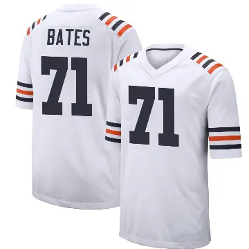 ＃71 Men's Ryan Bates White Game Chicago Bears Alternate Classic Jersey