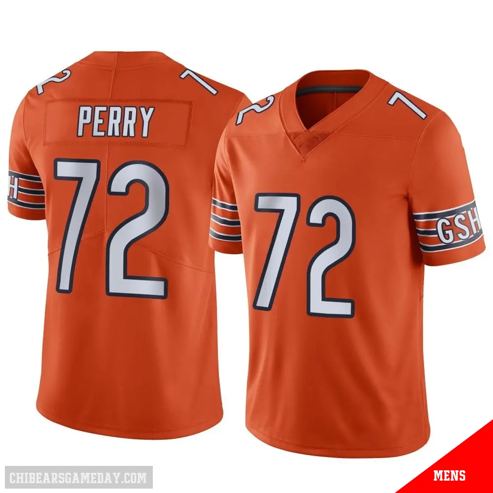 ＃72 Men's William Perry Orange Limited Chicago Bears Alternate Vapor Jersey