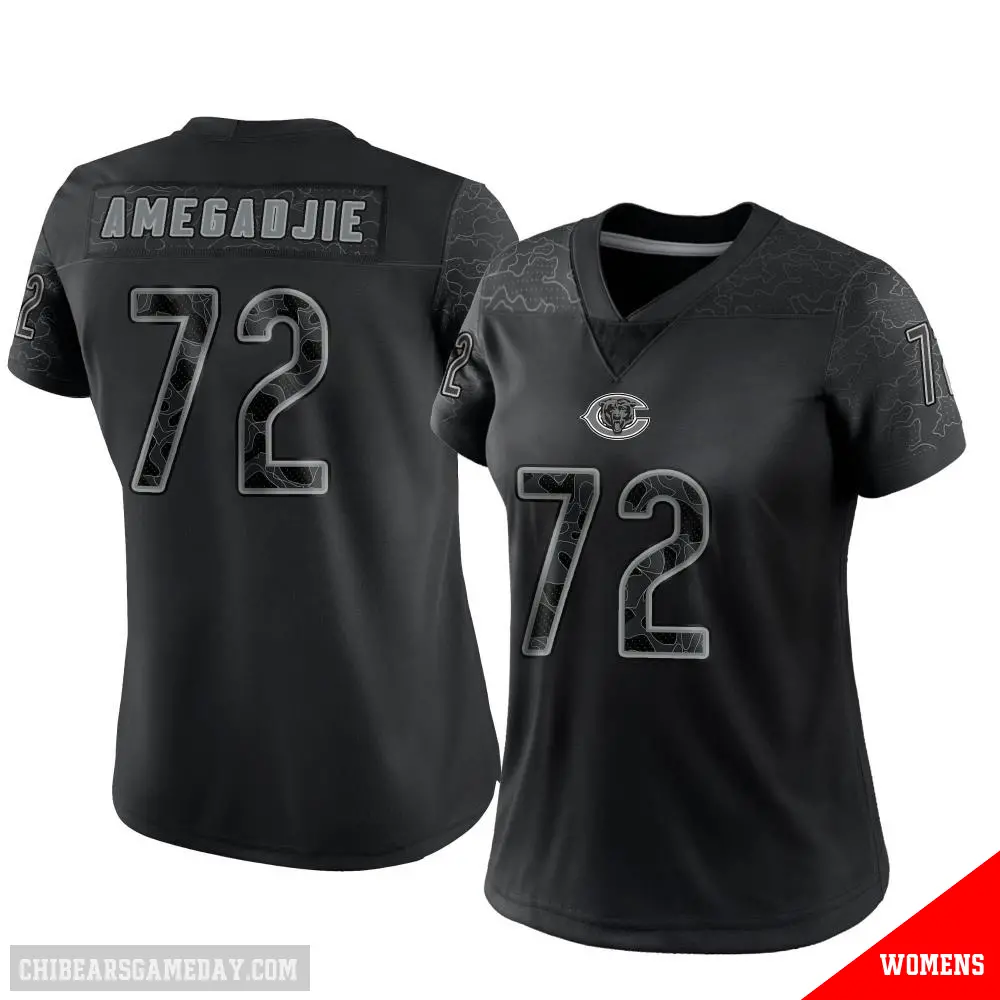 ＃72 Women's Kiran Amegadjie Black Limited Chicago Bears Reflective Jersey