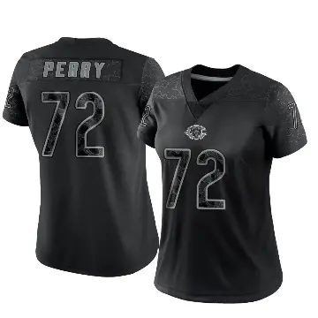 ＃72 Women's William Perry Black Limited Chicago Bears Reflective Jersey