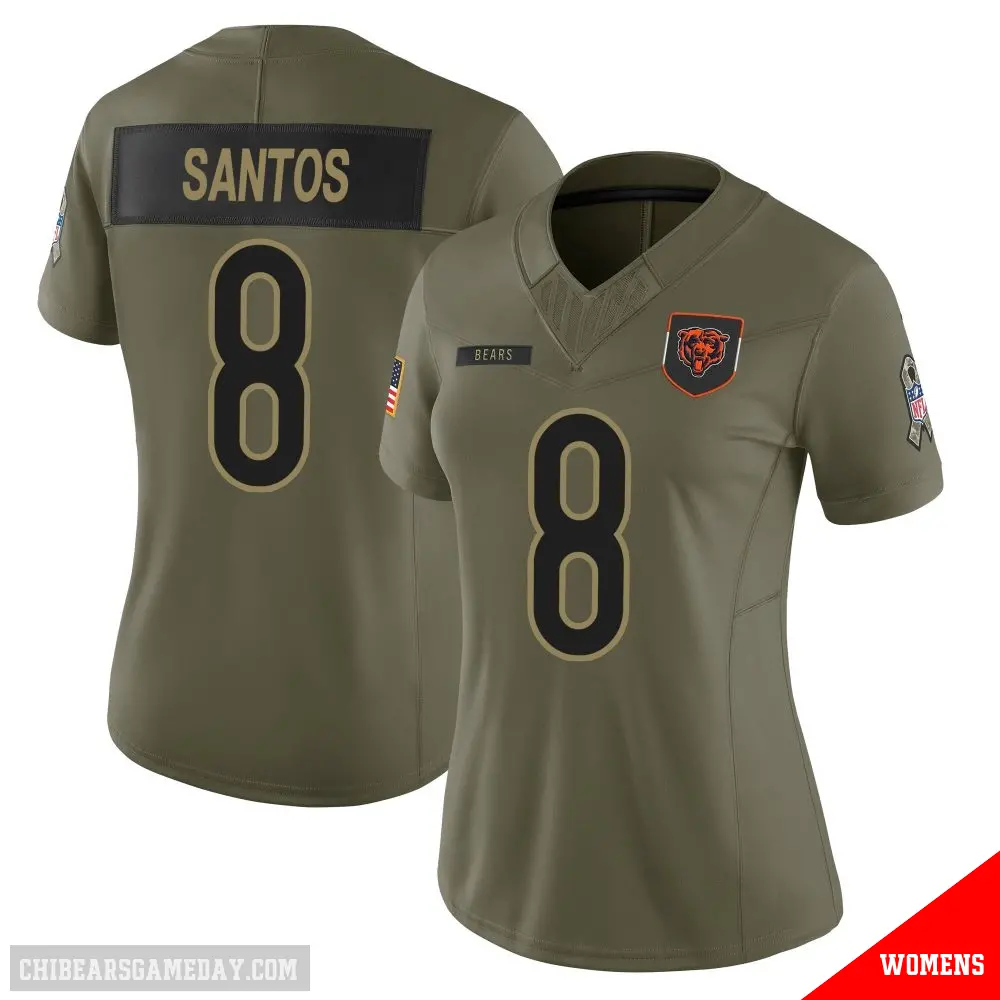 ＃8 Women's Cairo Santos Olive Limited Chicago Bears 2025 Salute to Service Jersey