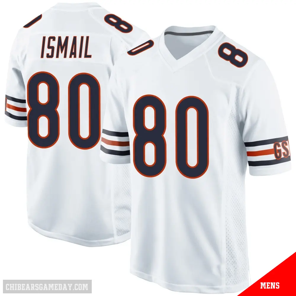 ＃80 Men's Qadir Ismail White Game Chicago Bears Jersey