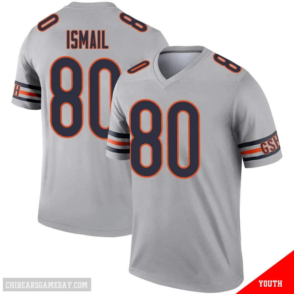 ＃80 Youth Qadir Ismail Legend Chicago Bears Inverted Silver Jersey