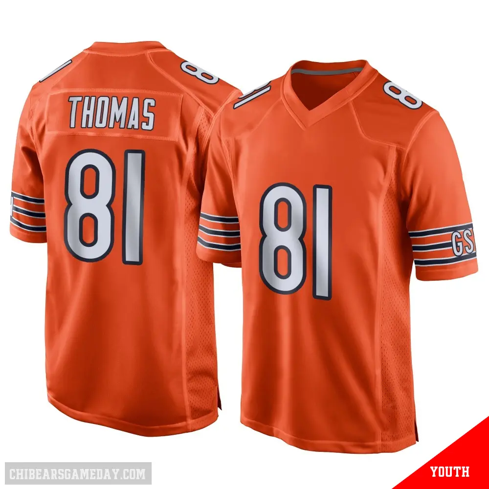 ＃81 Youth Zavion Thomas Orange Game Chicago Bears Alternate Jersey