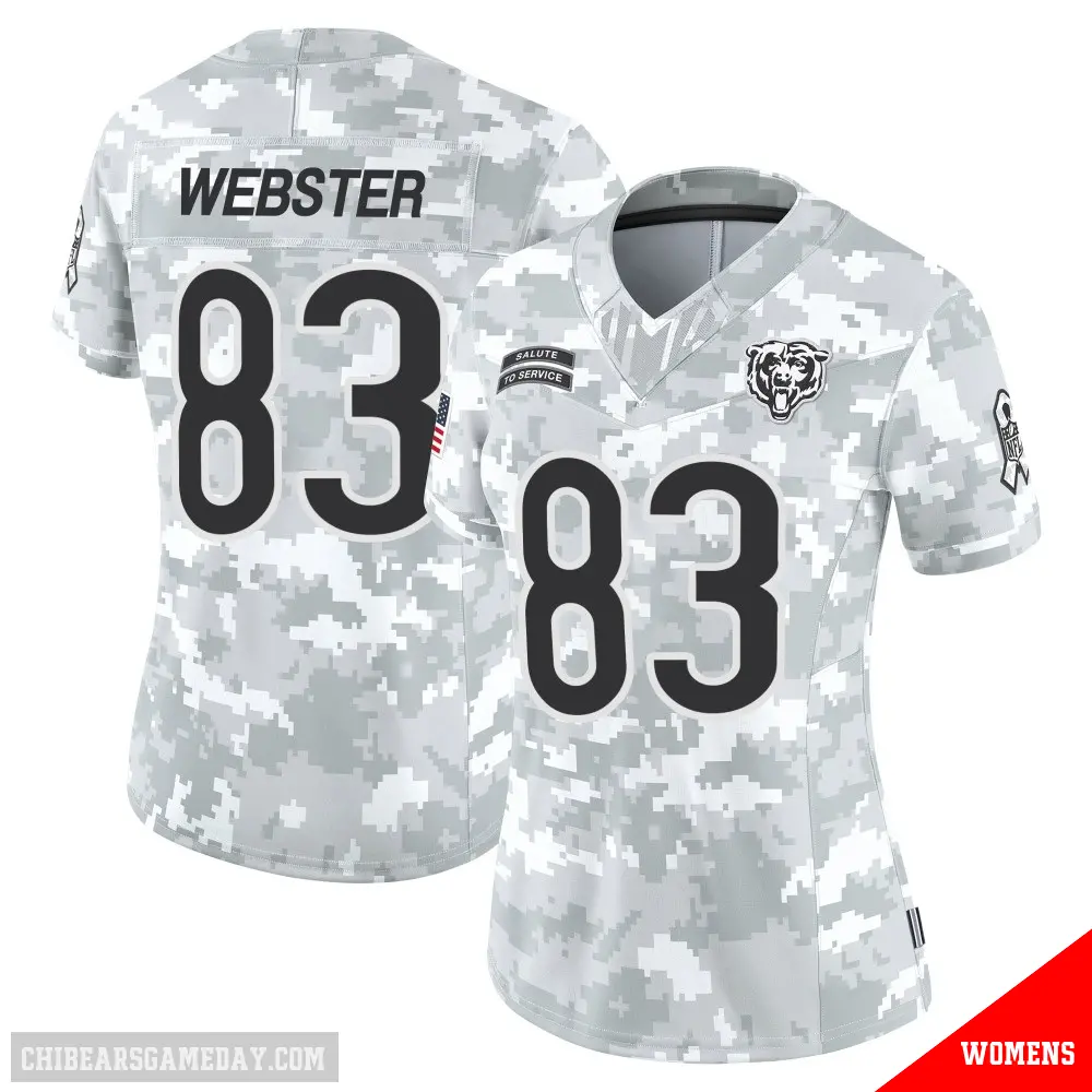 ＃83 Women's Nsimba Webster Arctic Camo Limited Chicago Bears 2024 Salute to Service Jersey