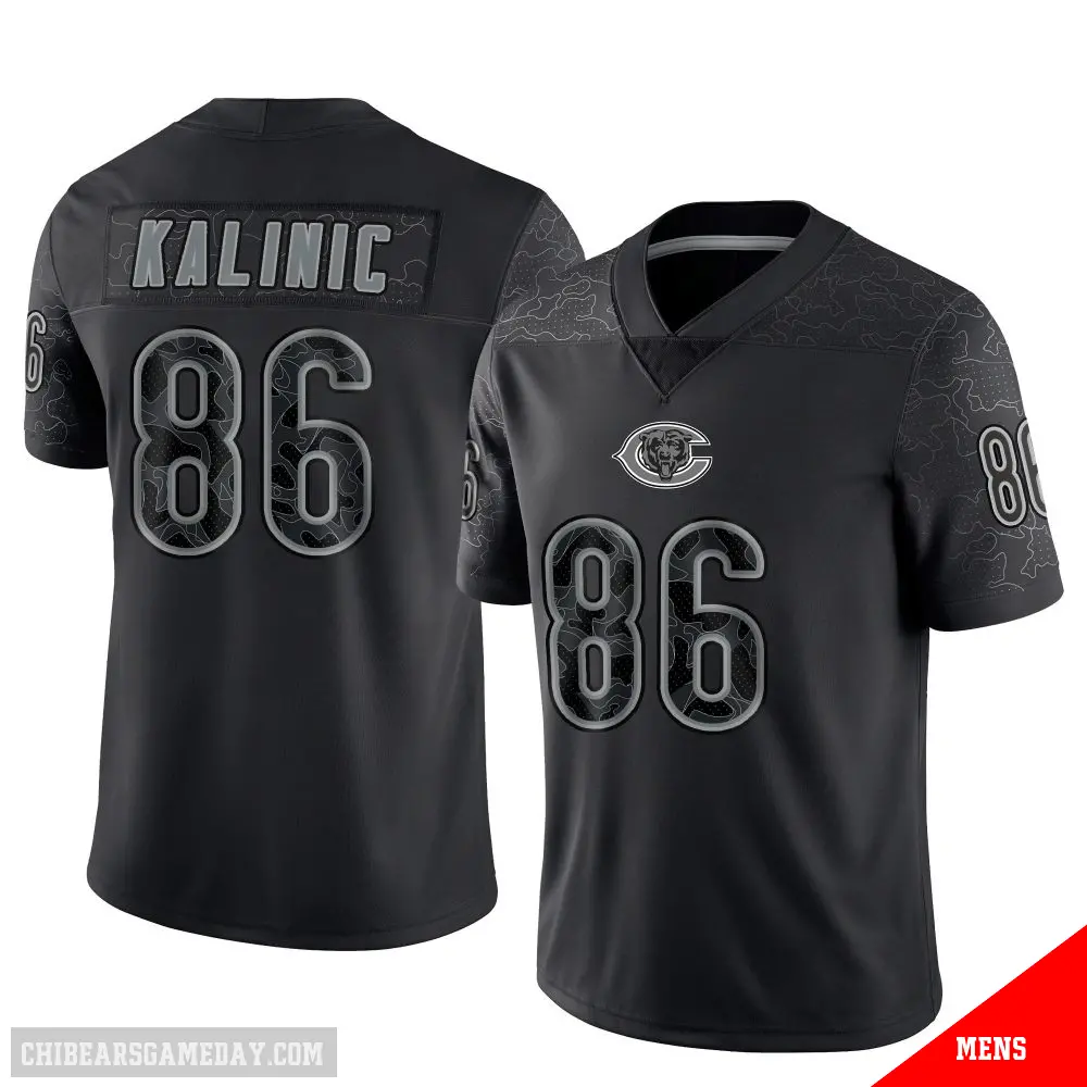 ＃86 Men's Nikola Kalinic Black Limited Chicago Bears Reflective Jersey
