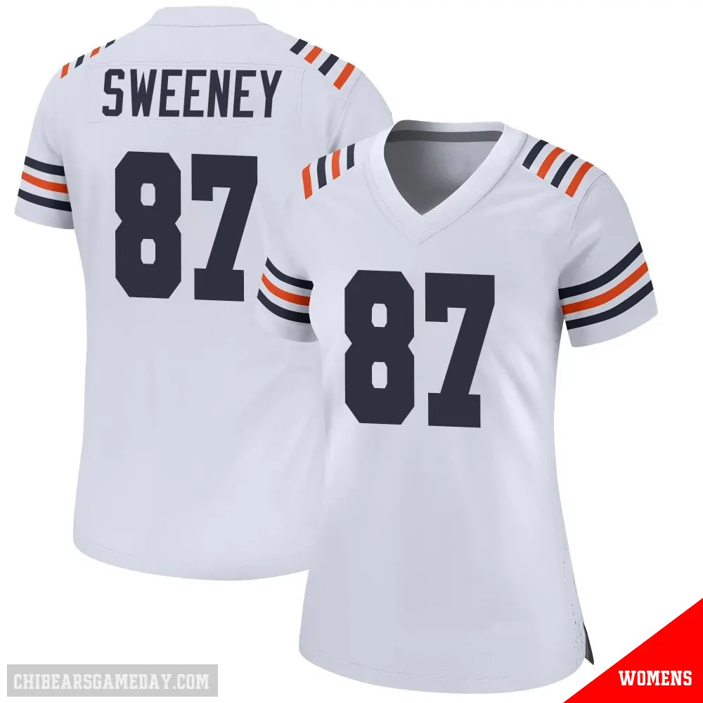 ＃87 Women's Tommy Sweeney White Game Chicago Bears Alternate Classic Jersey