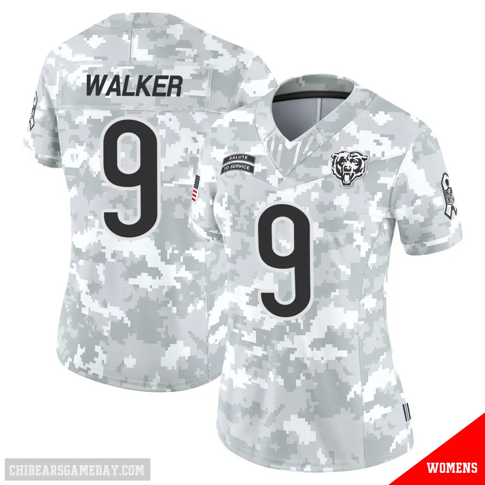 ＃9 Women's Jahdae Walker Arctic Camo Limited Chicago Bears 2024 Salute to Service Jersey