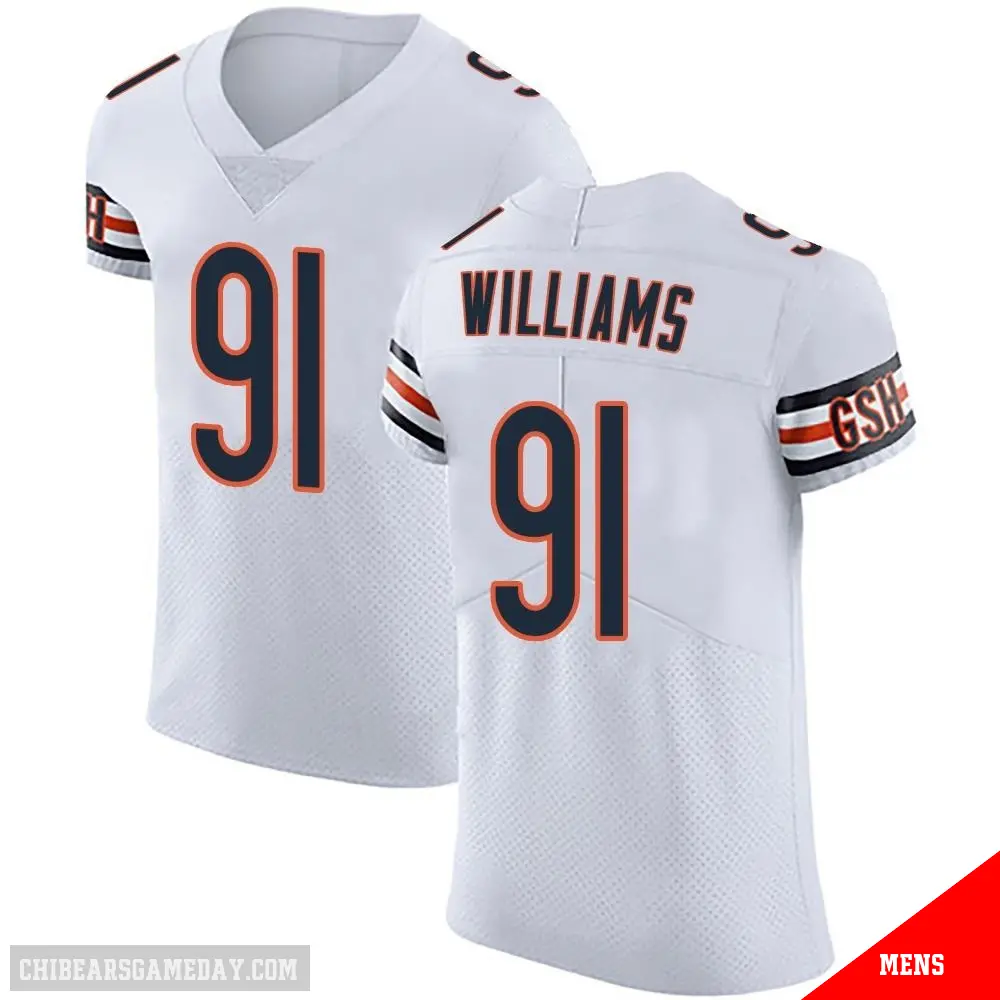 ＃91 Men's Chris Williams White Elite Chicago Bears Vapor Untouchable Jersey