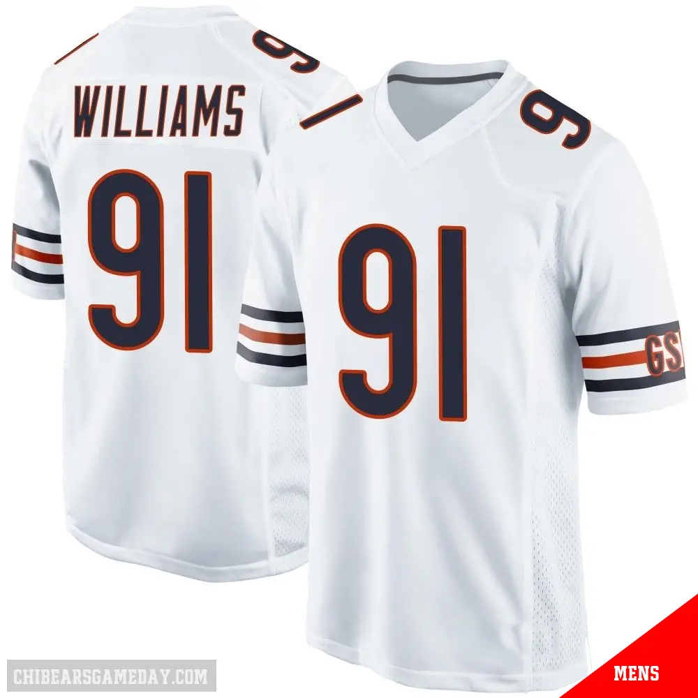 ＃91 Men's Chris Williams White Game Chicago Bears Jersey