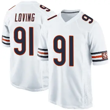 ＃91 Men's Jayden Loving White Game Chicago Bears Jersey