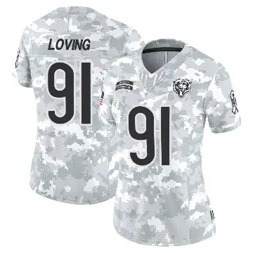 ＃91 Women's Jayden Loving Arctic Camo Limited Chicago Bears 2024 Salute to Service Jersey