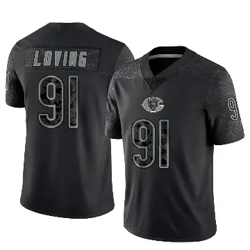 ＃91 Youth Jayden Loving Black Limited Chicago Bears Reflective Jersey
