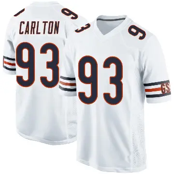 ＃93 Men's Xavier Carlton White Game Chicago Bears Jersey