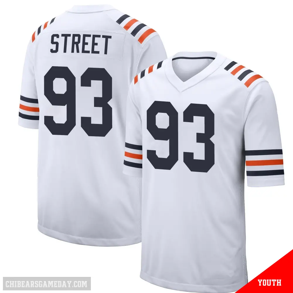 ＃93 Youth Kentavius Street White Game Chicago Bears Alternate Classic Jersey